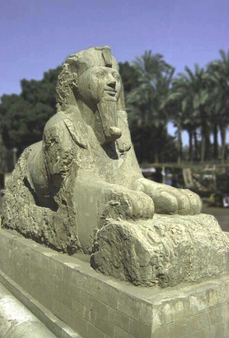 Una sfinge in alabastro di dimensioni ridotte a Manphis in Egitto.