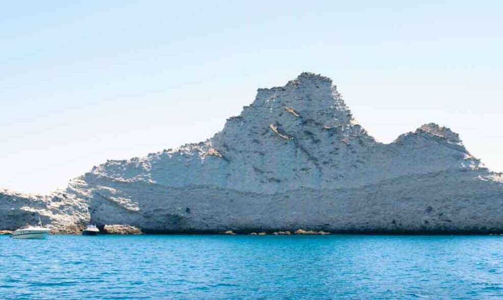 Cala Brigantina a Palmarola mostra un grande scoglio largo e piatto dalla forte somigliana con il pesce sogliola.