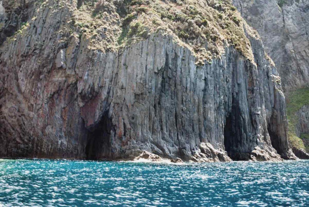 Costa dell'Isola di Palmarola che somiglia ai pilastri di una cattedrale gotica.